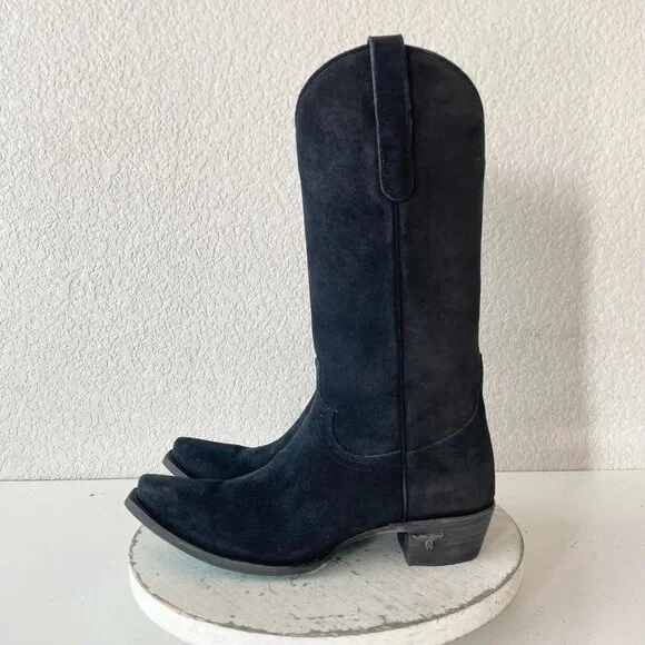 Black Suede Heeled Boots - Picture 4 of 14